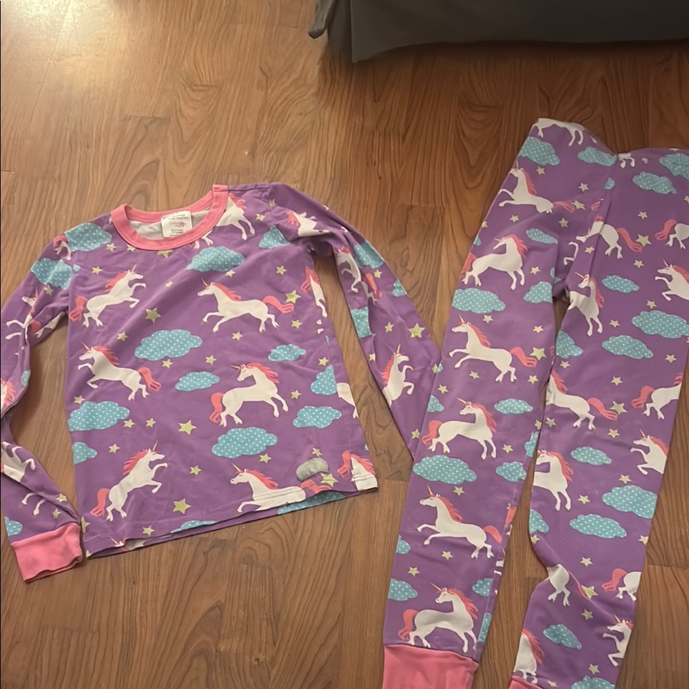 Eleanor Rose Purple and Pink Pajama Set with Whimsical Unicorn Print